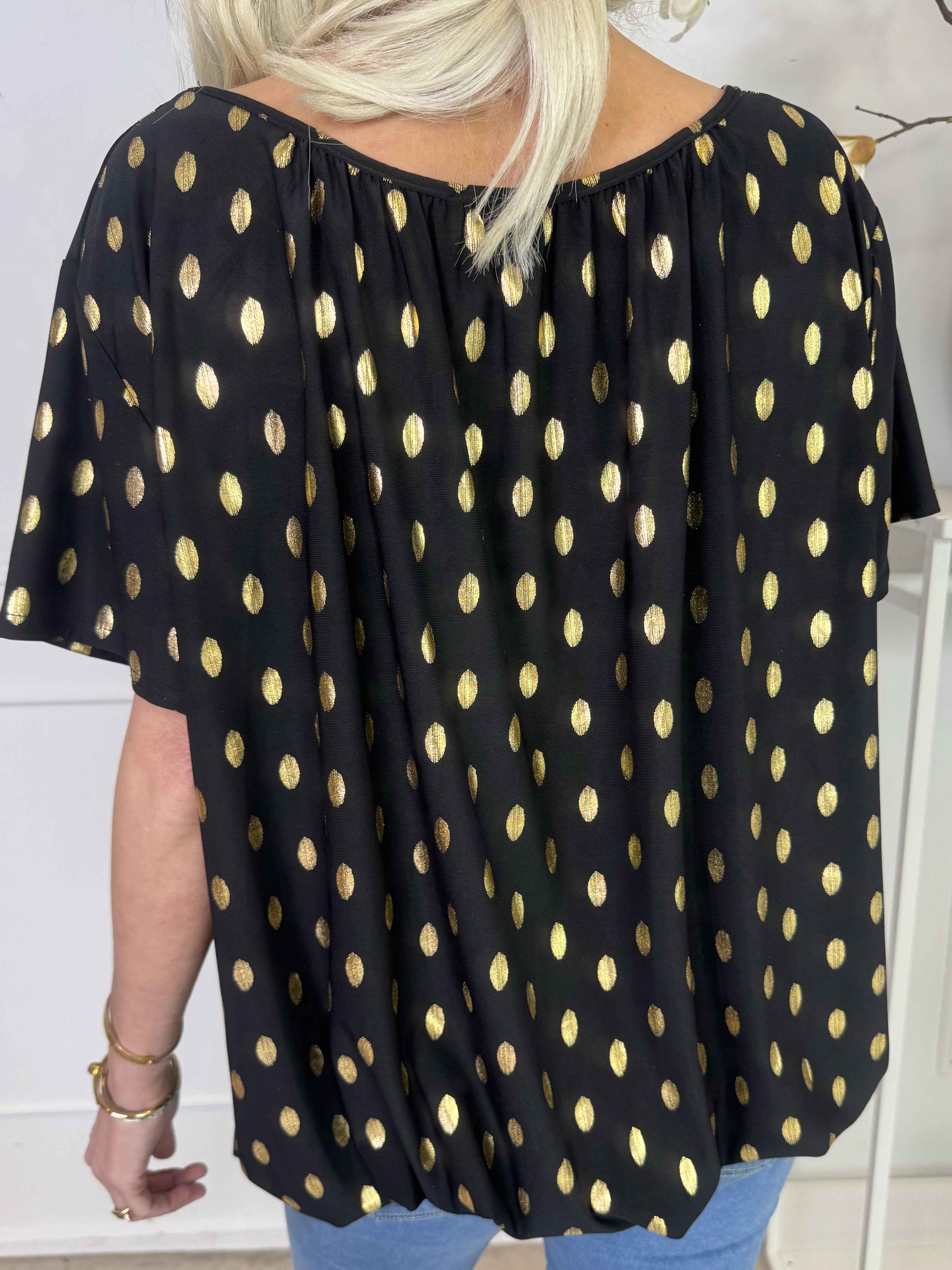 Miracle Dot T-shirt - Elastisk blus med guldprickar på